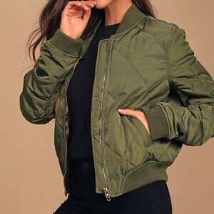 Lulus Style Expedition Quilted Bomber Jacket | Olive Green